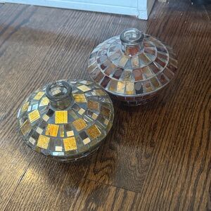 Mosaic Glass Decorative Vases - Gold and Brown